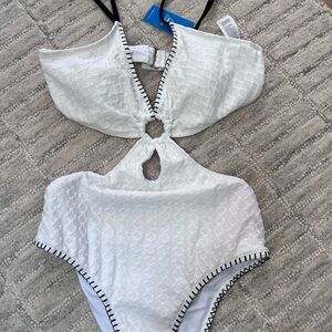 Cupshe White Swimsuit with Black Accents